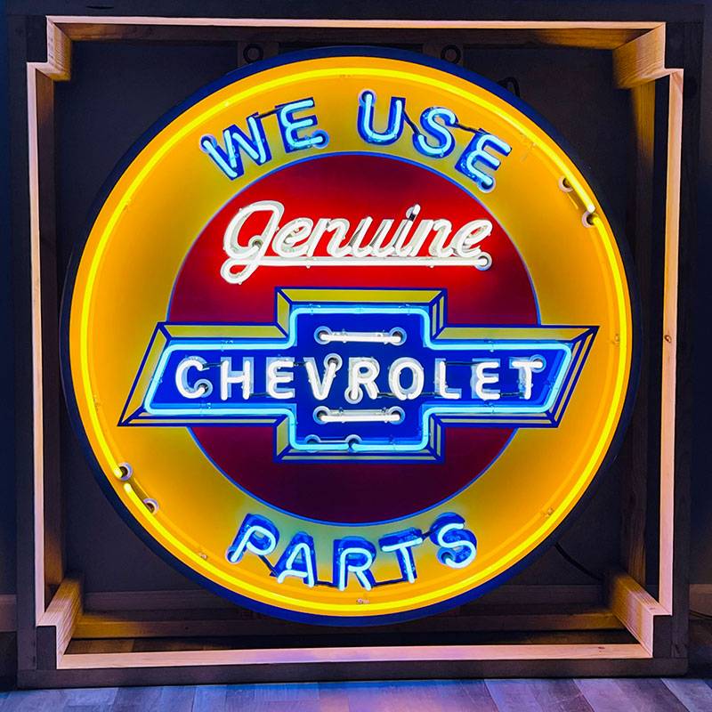 we us genuine chevrolet parts neon sign neon road