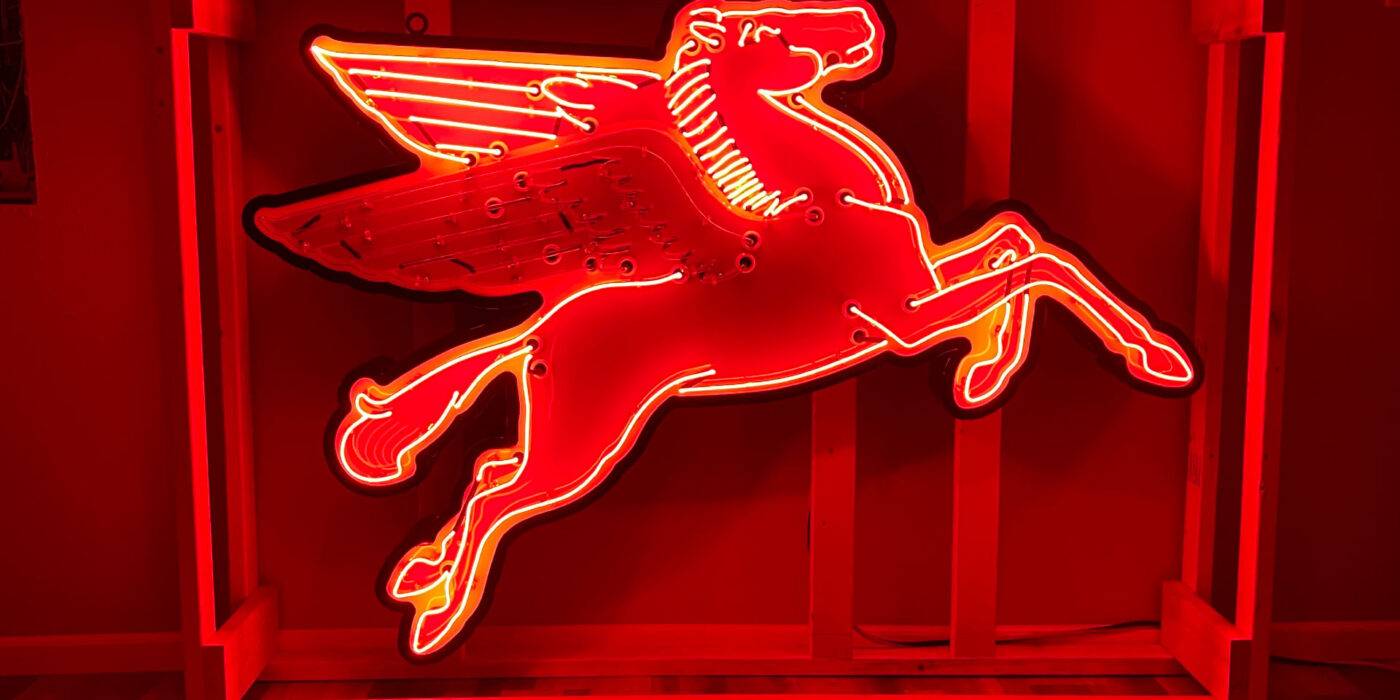 Neon road flying pegasus neon sign