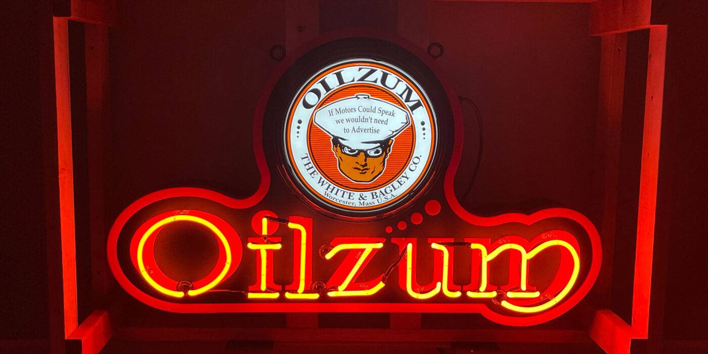 Neon road oilzum orange canopy sign