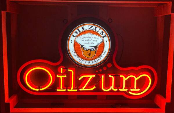 Neon road oilzum orange canopy sign