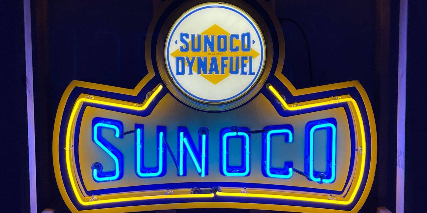 Neon road sunoco canopy sign