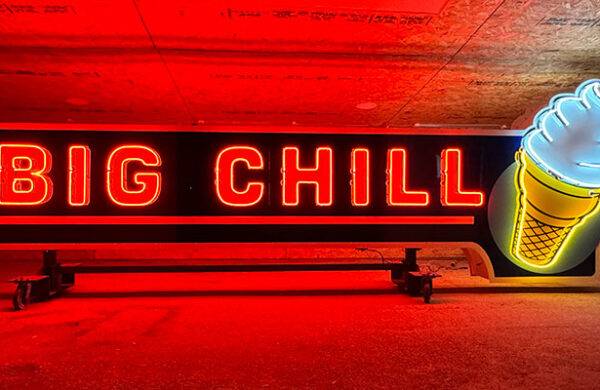 Neon road big chill ice cream custom sign