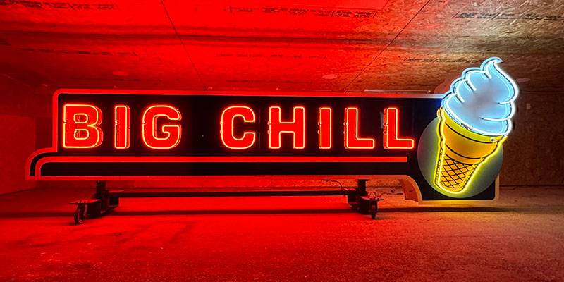 Neon road big chill ice cream custom sign