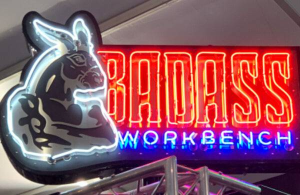 Neon road badass workbench sign