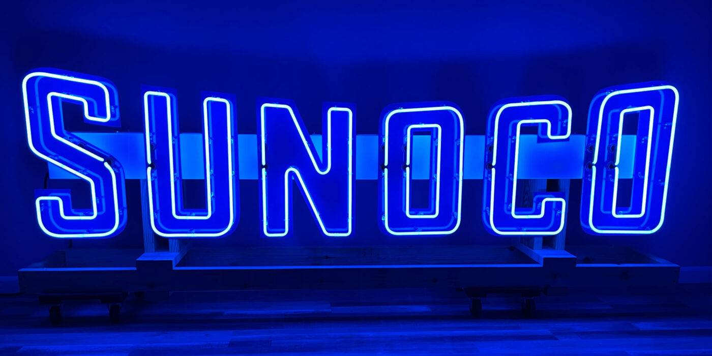 Neon road sunoco raceway style sign