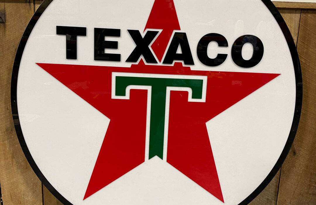 Neon road texaco round wall hanger sign