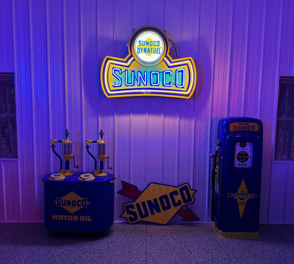 Neon road sunoco motor oil chevy toy box